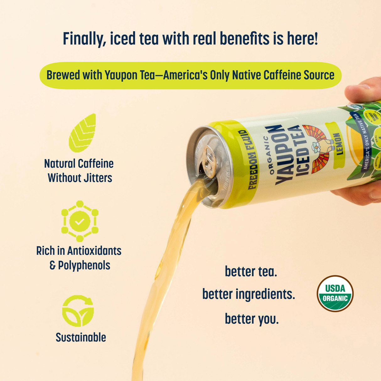 Lemon, Organic Yaupon Iced Tea