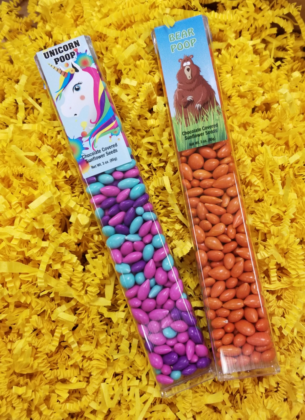 Bear Poop, Orange colored Sunny Seeds in 3 oz tubes