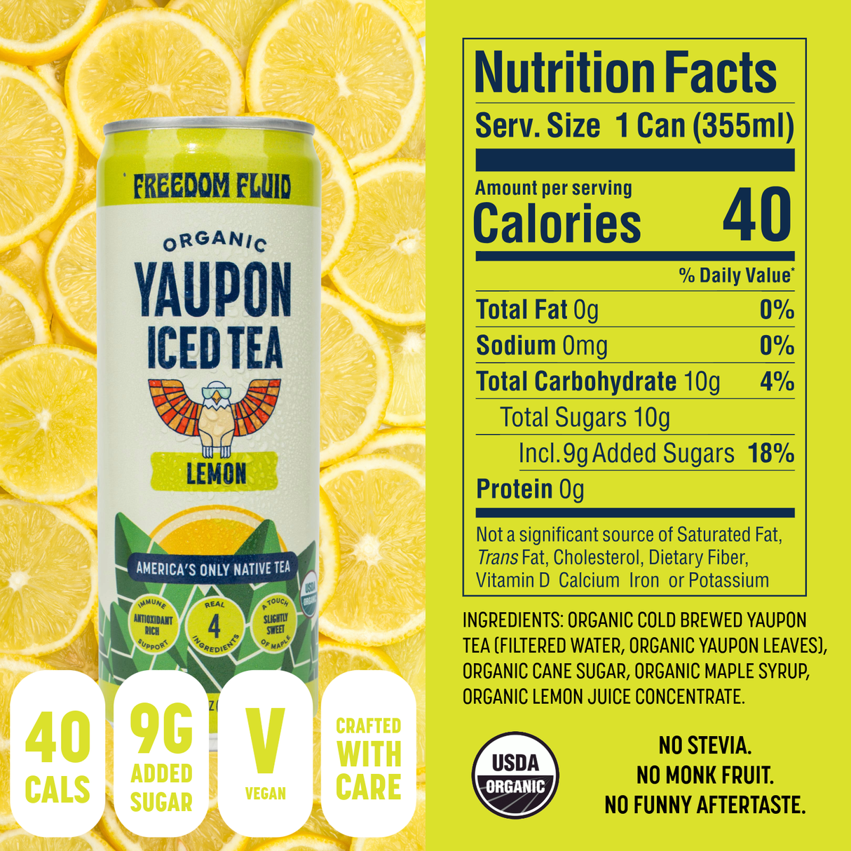 Lemon, Organic Yaupon Iced Tea