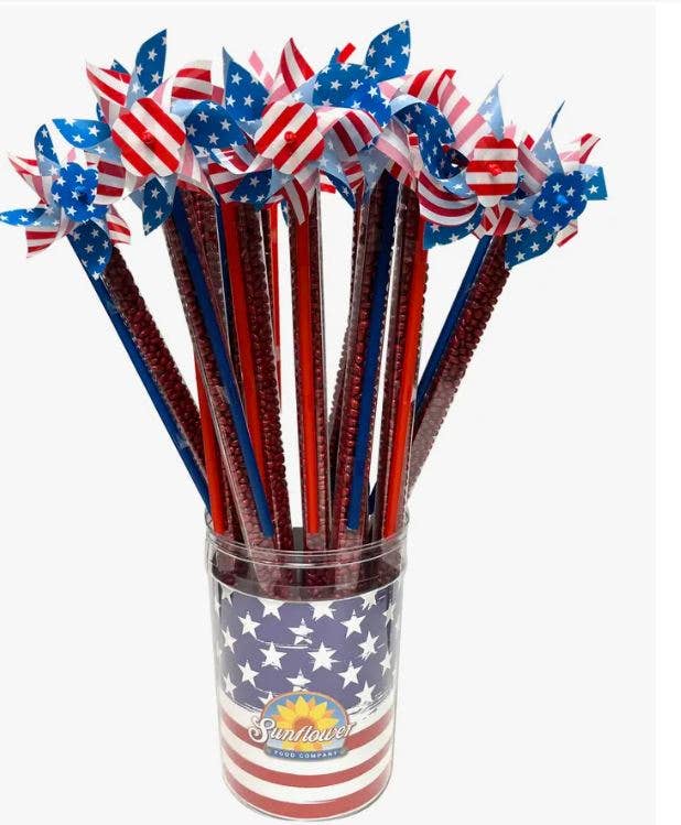 Patriotic Pinwheel Topper w/ Choc. Sunflower Seeds