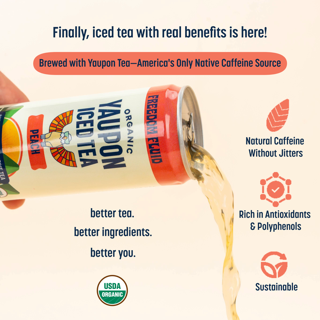 Peach, Organic Yaupon Iced Tea