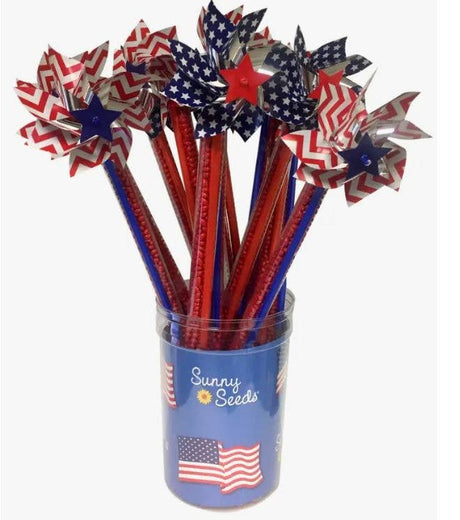 Patriotic Pinwheel Topper w/ Choc. Sunflower Seeds