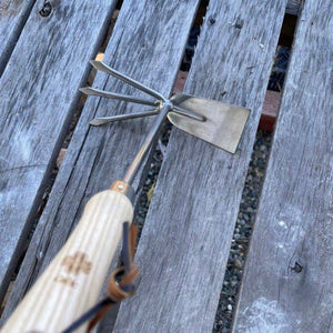 Garden Groundbreaker Tool with Hoe and Cultivator - Stainless and Hardwood