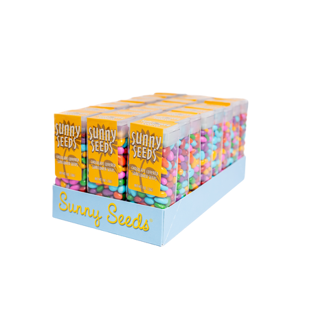 Rainbow colored Sunny Seeds® in 1 oz tubes