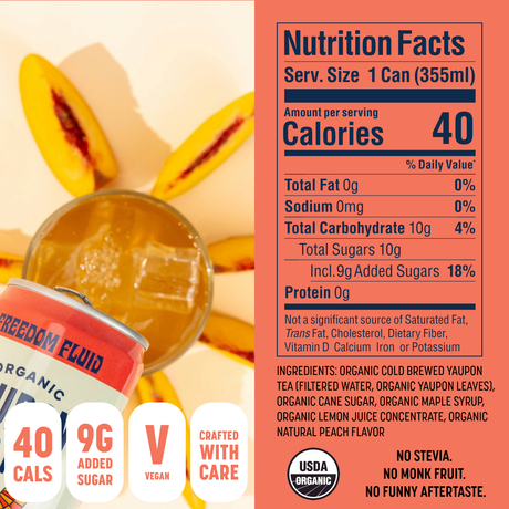 Peach, Organic Yaupon Iced Tea