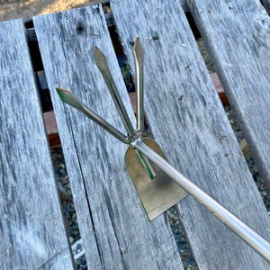 Garden Groundbreaker Tool with Hoe and Cultivator - Stainless and Hardwood