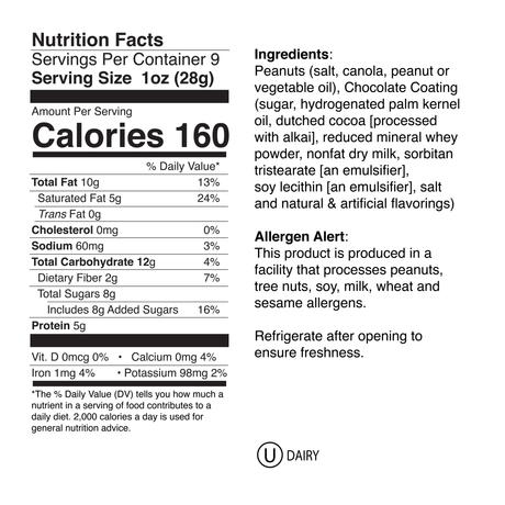 Bertie County Chocolate Covered Peanuts small jar nutrition and ingredients