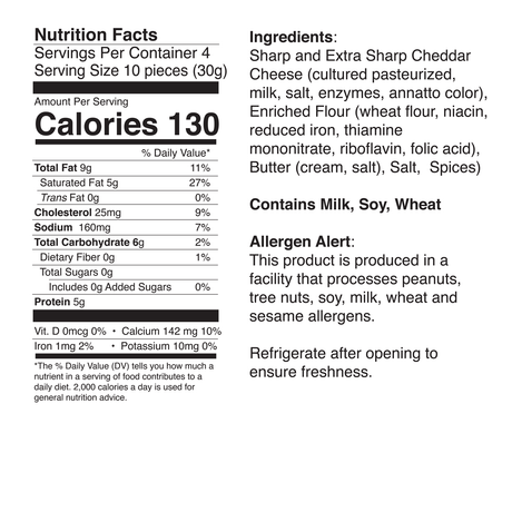 Bertie County Classic Lil' Snackers 4 oz cheese straws nutrition and ingredients