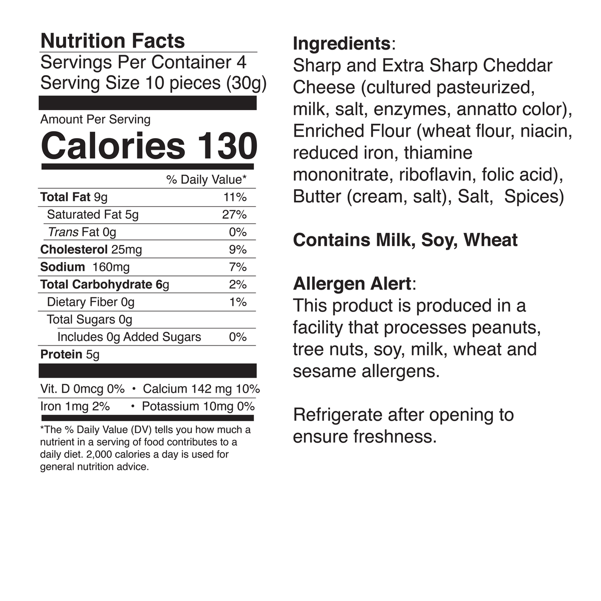 Bertie County Hot Lil' Snackers 4 oz cheese straws nutrition and ingredients