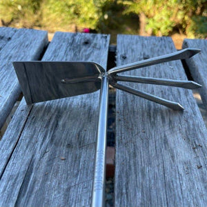 Garden Groundbreaker Tool with Hoe and Cultivator - Stainless and Hardwood