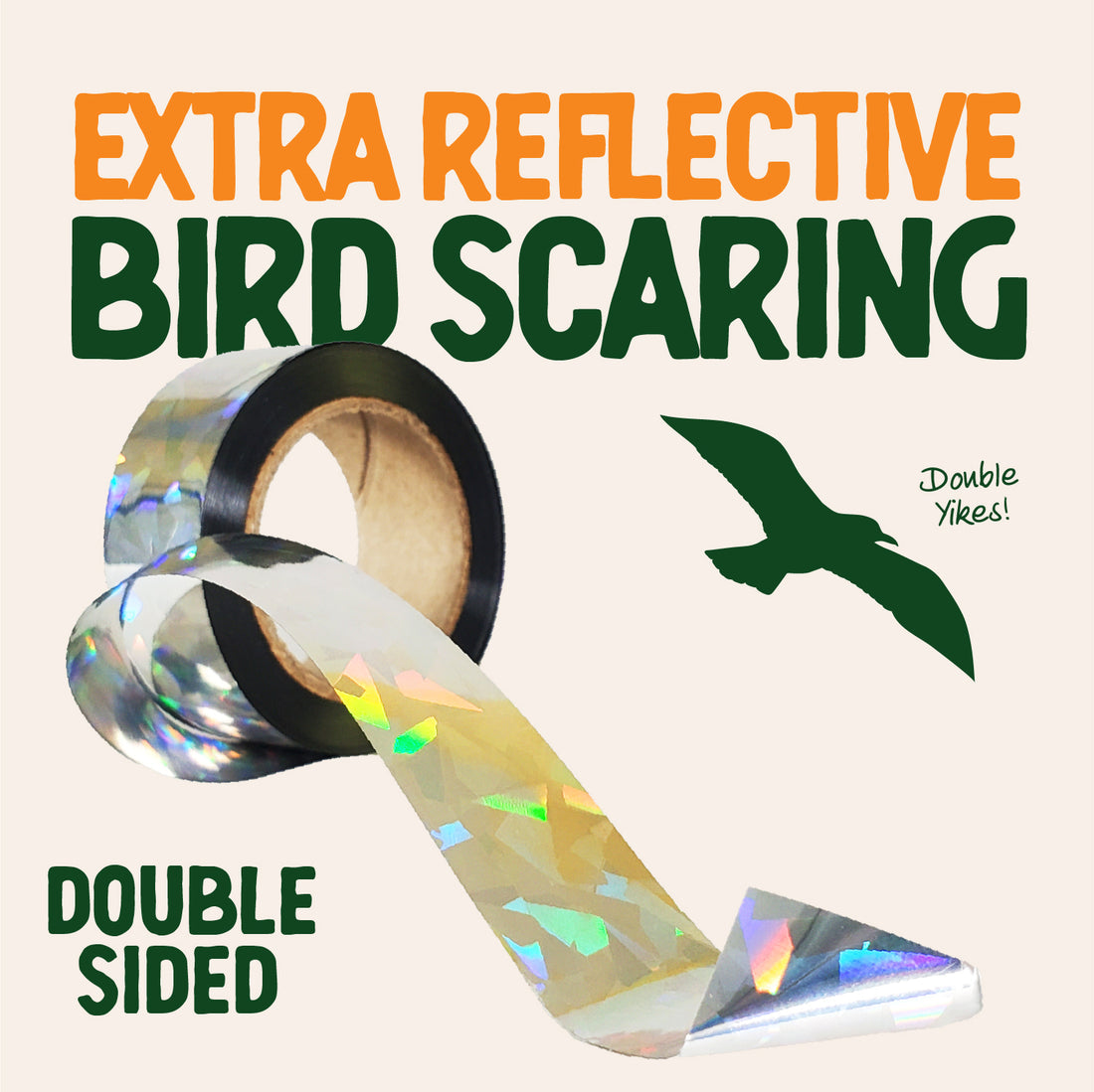 Dalen Holographic Scare Tape - 3/4 in x 100 ft - double-sided reflective ribbon