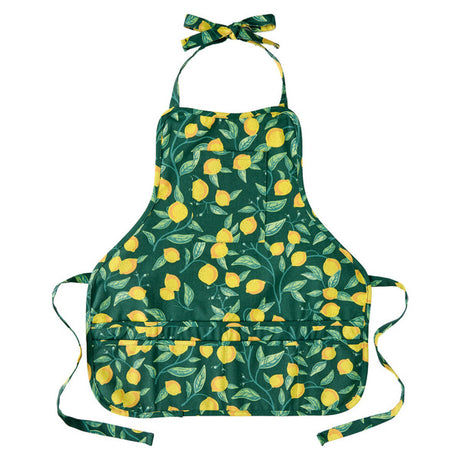 Kirkton House long gardening apron in the lemon pattern
