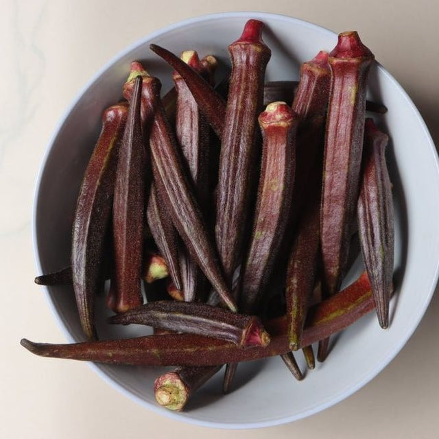 Okra Seeds - Red Burgundy Okra - Alliance of Native Seedkeepers - Vegetable Seeds