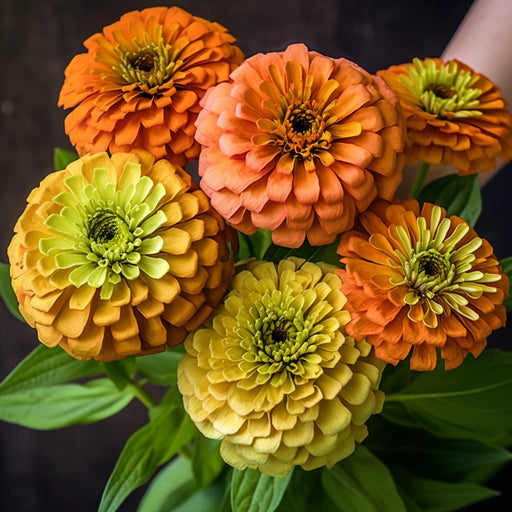 Zinnia Seeds - Queen Lime Orange - Alliance of Native Seedkeepers - Zinnia