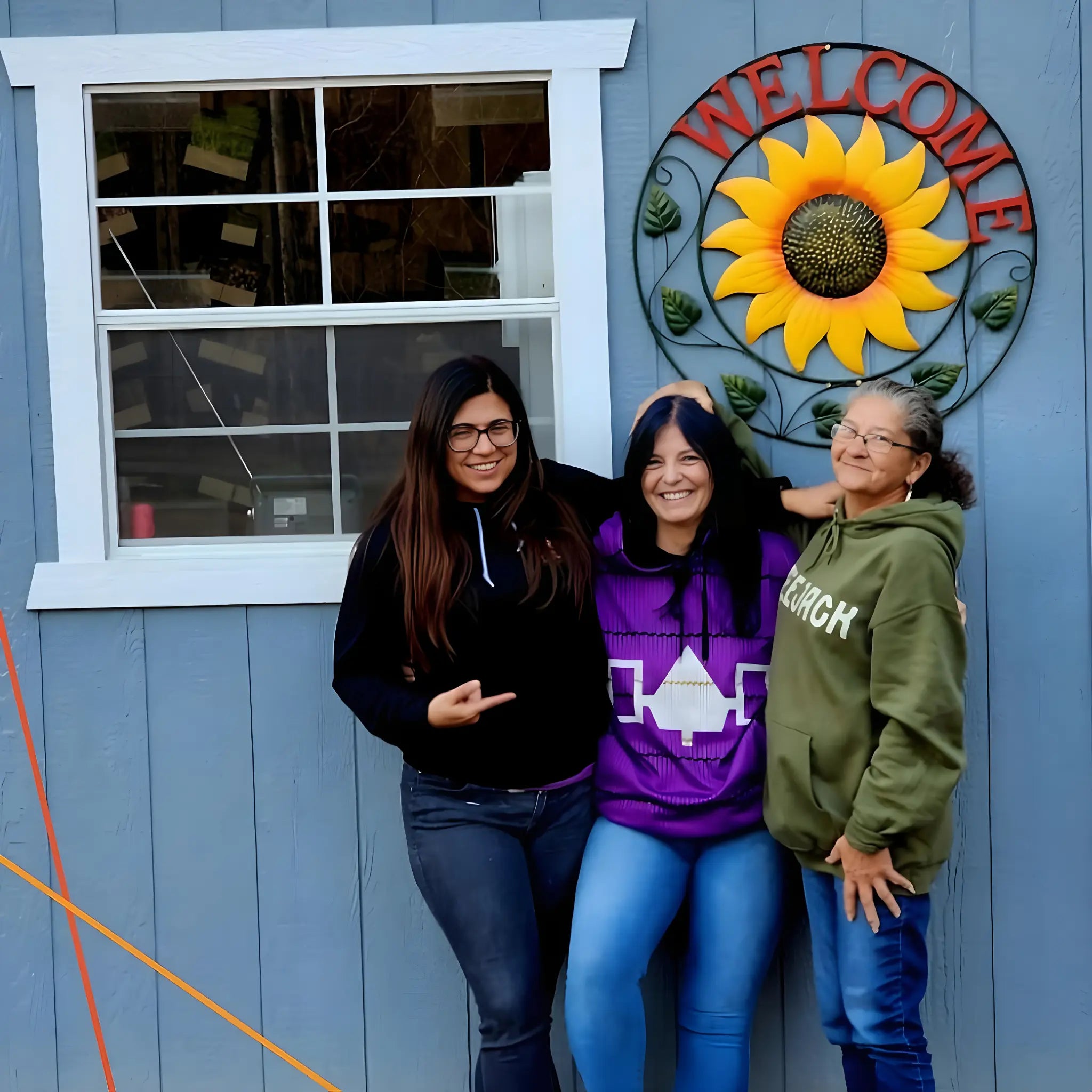 Members of the Bertie County Seeds team outside the seed shed in Bertie County, North Carolina